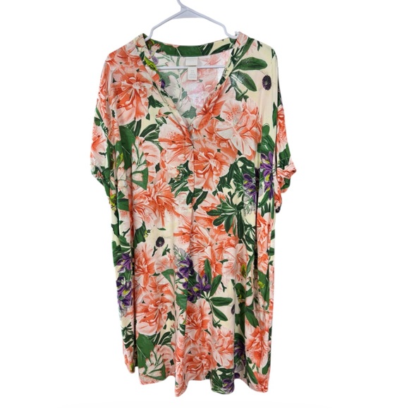 H&M Floral Print Midi Dress tropical look size XL spring - Picture 2 of 7